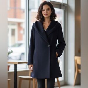 Trina Turk Lambs Wool Cashmere Shawl Colllar Jacket Coat with Belt